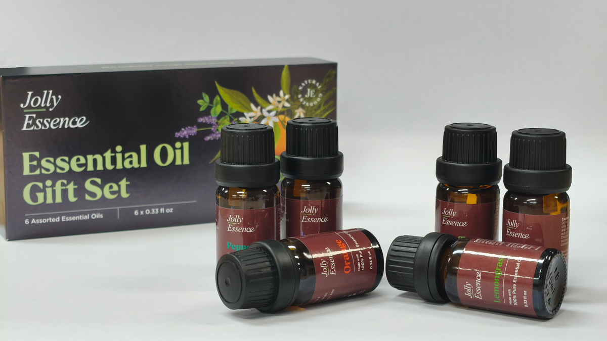 Jolly Essence Essential Oil Gift Set, 6 Assorted Aromatic Oils, 10ml Each, Fragrance Oil Set for Diffusers & Home Scenting