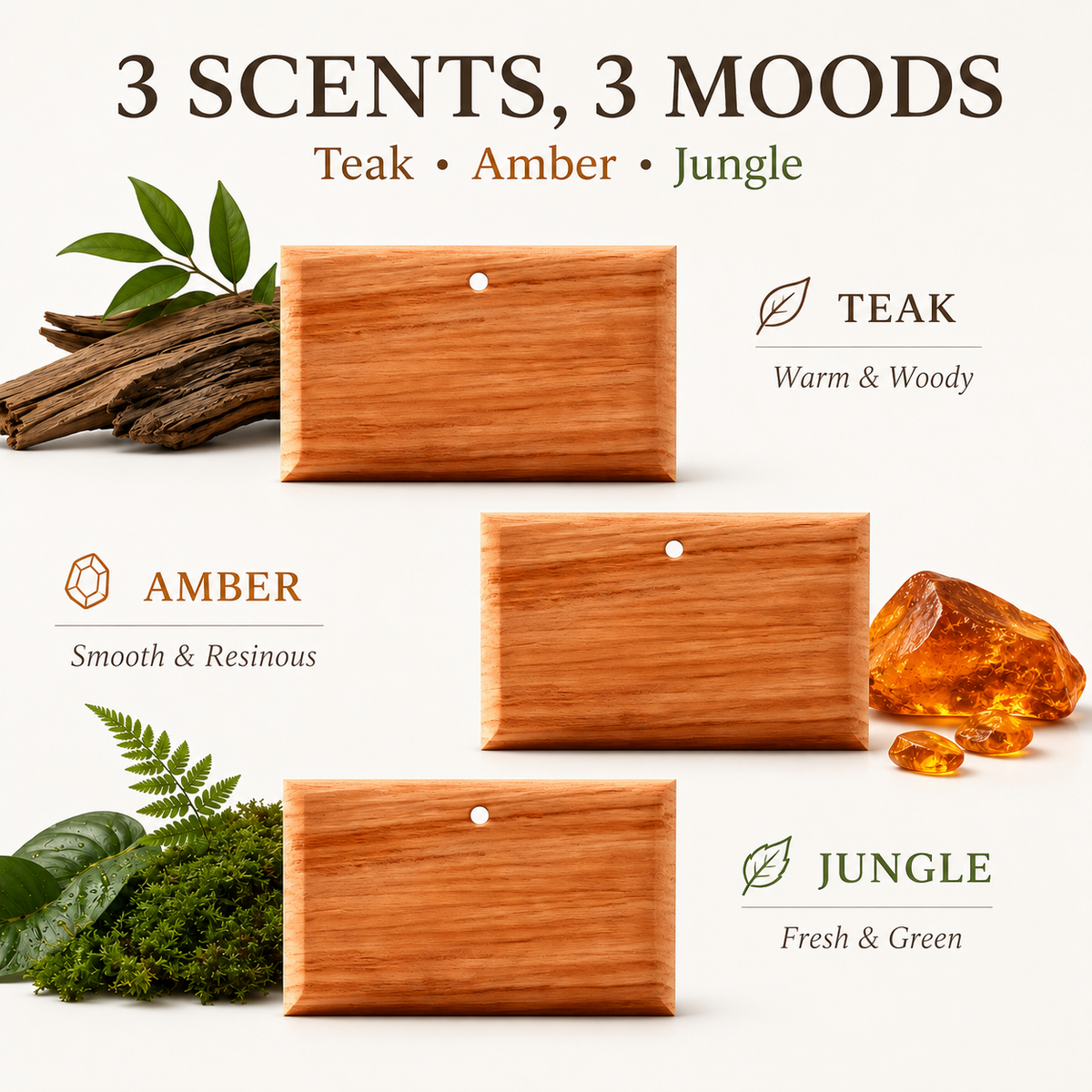 Car Air Freshener Long Lasting 3 Pack Wood Air Fresheners Refill