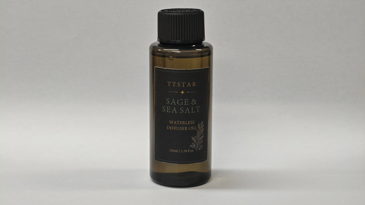 Sage & Sea Salt Waterless Diffuser Oil, 100ml Fresh Herbal Coastal Fragrance Oil for Scent Machines & Home
